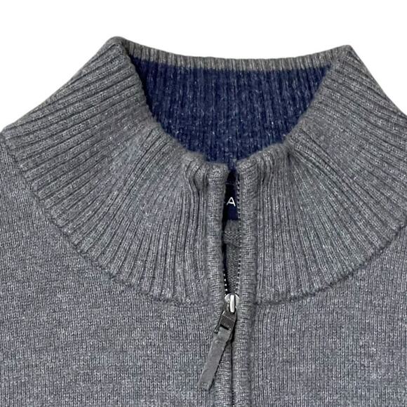 Nautica Embroidered Logo XXL Gray Quarter Zip Cotton Pullover Sweater - Picture 4 of 7